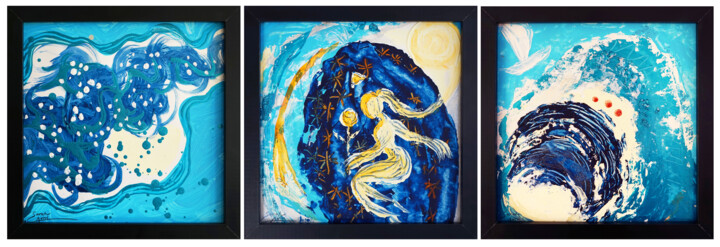 Schilderij getiteld "For Joy Mini IV., V…" door Sarah I. Avni, Origineel Kunstwerk, Acryl Gemonteerd op Karton