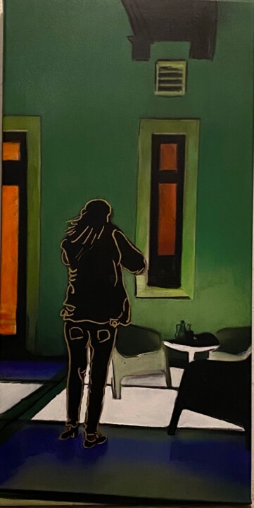 Peinture intitulée "Woman in architectu…" par Paule Caron, Œuvre d'art originale, Acrylique