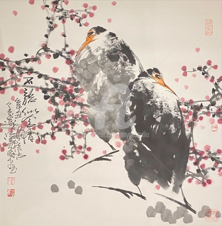 Painting titled "Sense each other wi…" by Dayou Lu, Original Artwork, Pigments