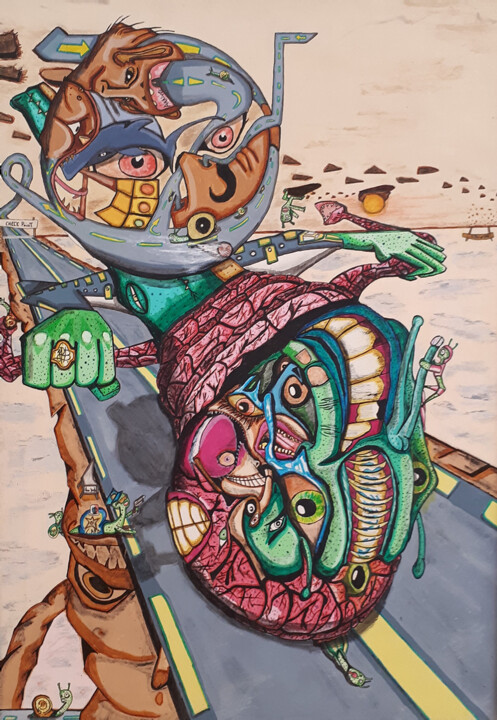 La course d'escargot 绘画, 27.6x19.7 in