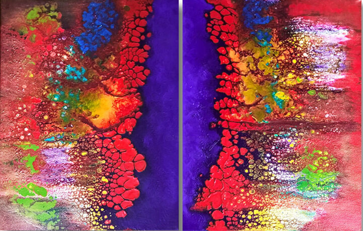 Painting titled "Set of two abstract…" by Iryna Sapsai, Original Artwork, Acrylic
