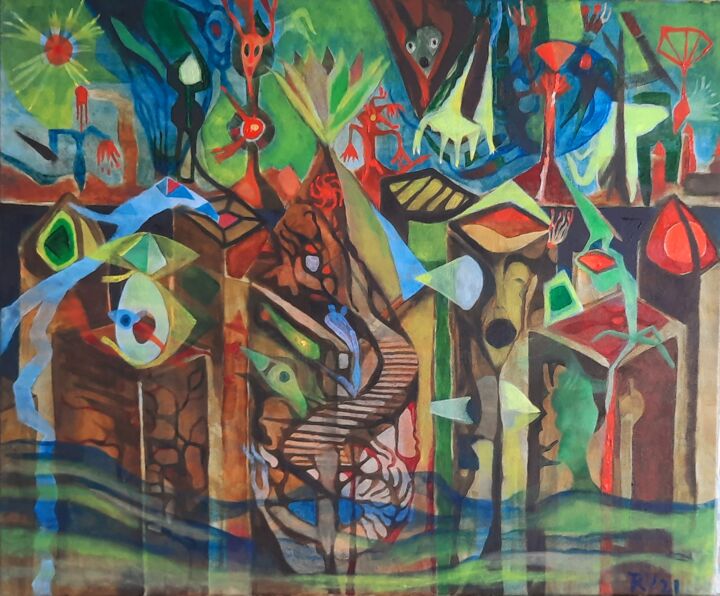 Die dunkle Sonnenstadt 绘画, 19.7x23.6 in