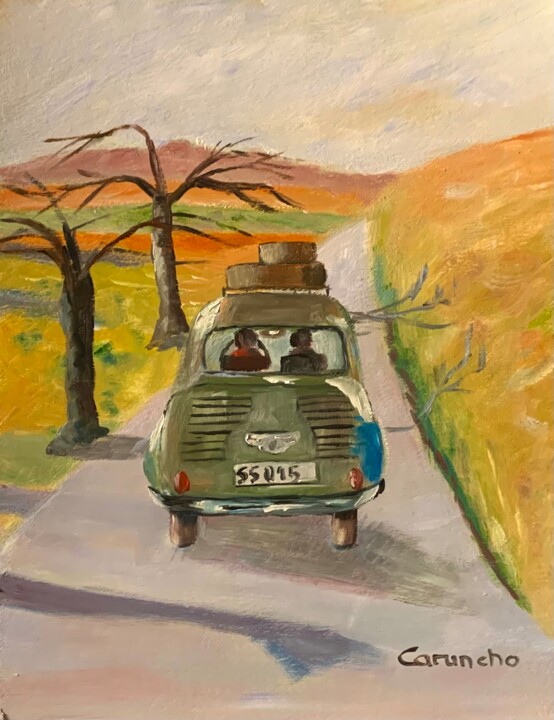 Pintura titulada "Regreso al pueblo" por Mónica Caruncho Fontela, Obra de arte original, Oleo