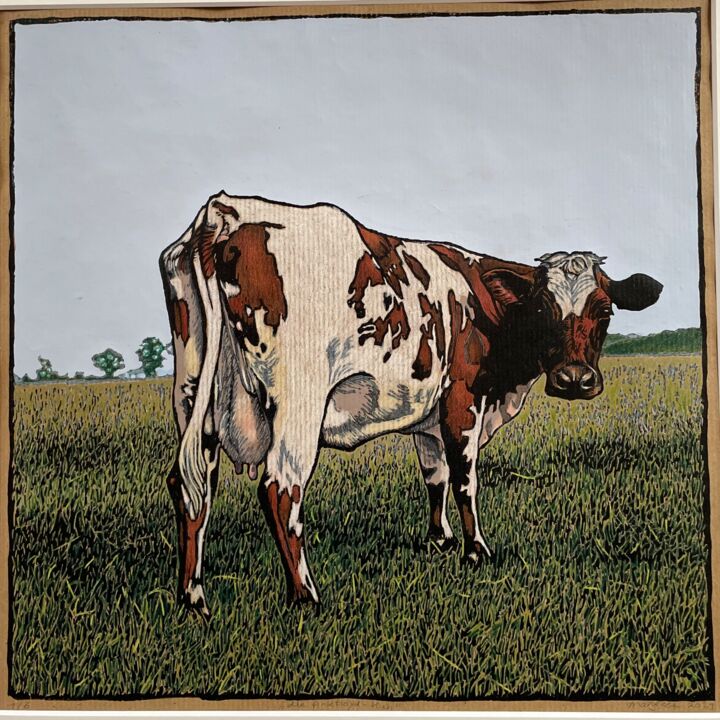 印花与版画 标题为“Die Pink Floyd Kuh” 由Margreet Duijneveld, 原创艺术品, Linocuts