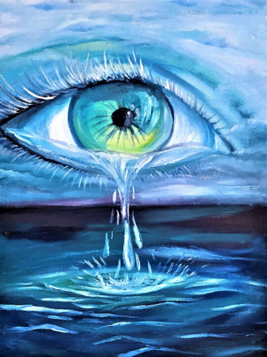 Crying sky painting eye Big painting HAND MADE ORIGINAL Art 绘画, 39.4x31.5 in