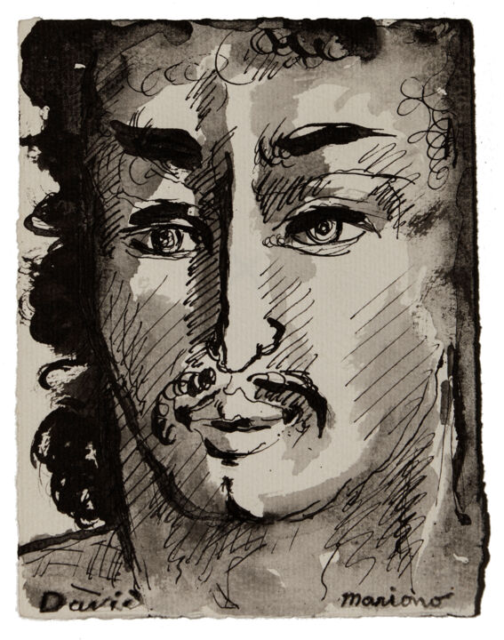 Dessin intitulée "David." par Marcel Mariono, Œuvre d'art originale, Encre