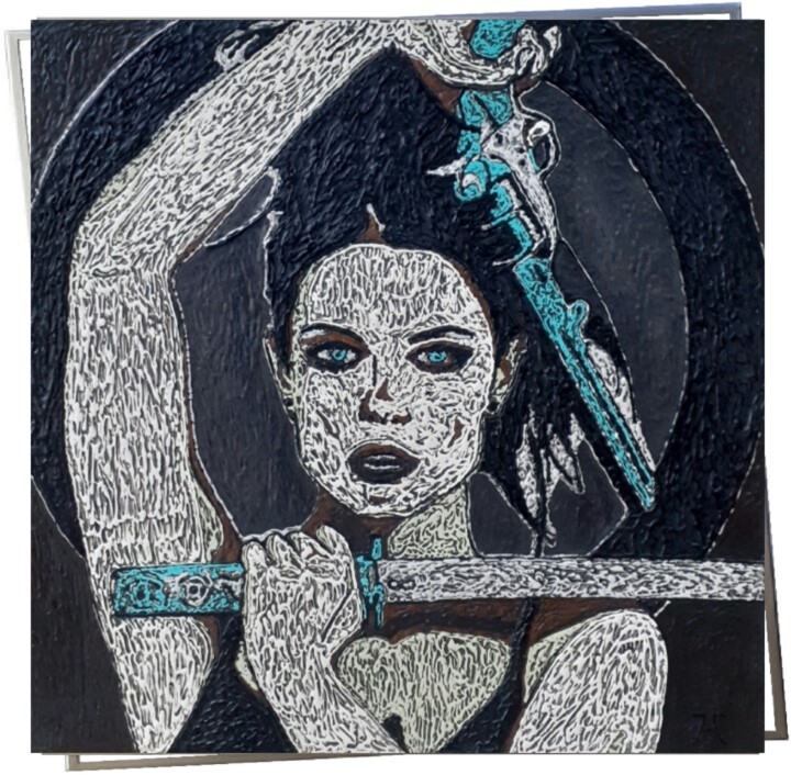 Peinture intitulée "NEMESIS / SCULPTURE…" par Marjinal Peintre Décalé Français, Œuvre d'art originale, Acrylique Monté sur M…