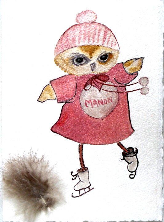 Chouette Mamzelle 绘画, 7.9x5.9 in