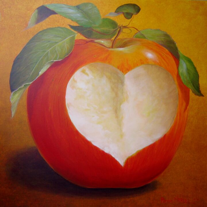 APPLESTROPHE : la pomme en Noël et Saint-Valentin 绘画, 39.4x39.4 in