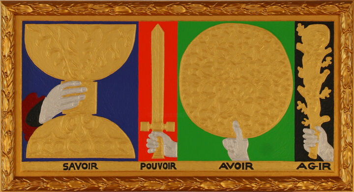 Peinture intitulée "Savoir - Pouvoir -…" par Marcel Mariono, Œuvre d'art originale, Acrylique