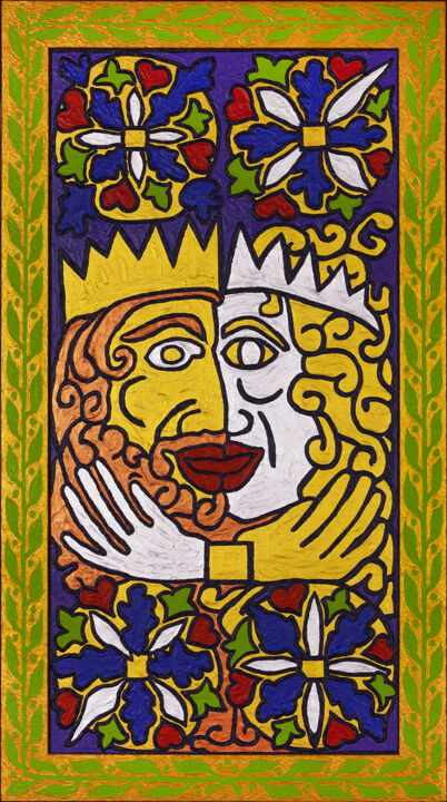 Peinture intitulée "Salomon et la Reine…" par Marcel Mariono, Œuvre d'art originale, Acrylique