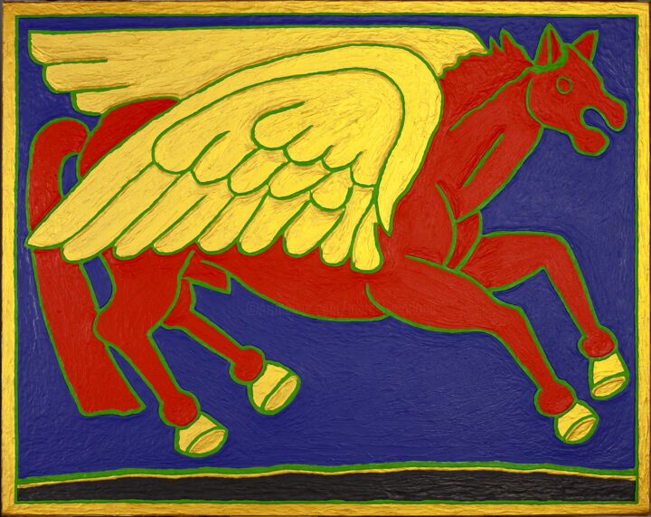 Peinture intitulée "Pégase" par Marcel Mariono, Œuvre d'art originale, Acrylique