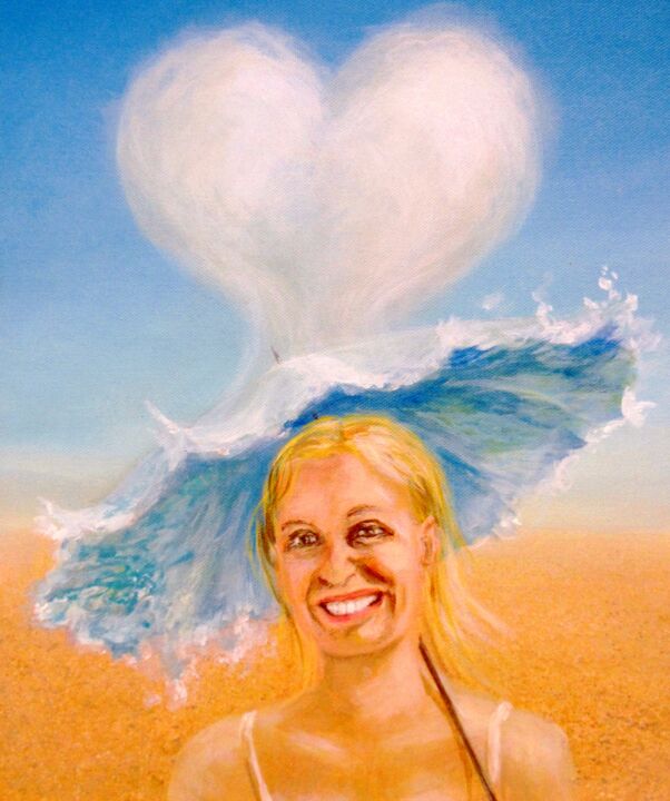 SAINT-VALENTIN 2017 sur la plage de Miami Christina Houri 绘画, 15.8x11.8 in