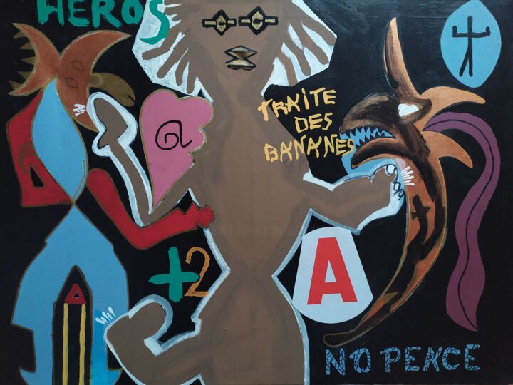 Traite des bananes (Et Super Rasta) 绘画, 23.6x31.5 in