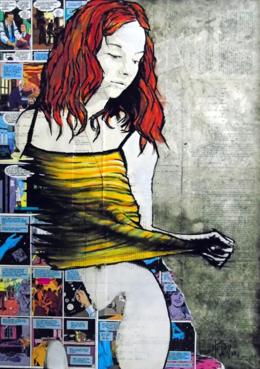 Painting titled "La timide" by Vincent Tessier Xxc, Original Artwork, Acrylic