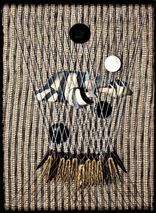Collages intitulée "Fish dance 1" par Iztok Šostarec, Œuvre d'art originale, Collages Monté sur Châssis en bois