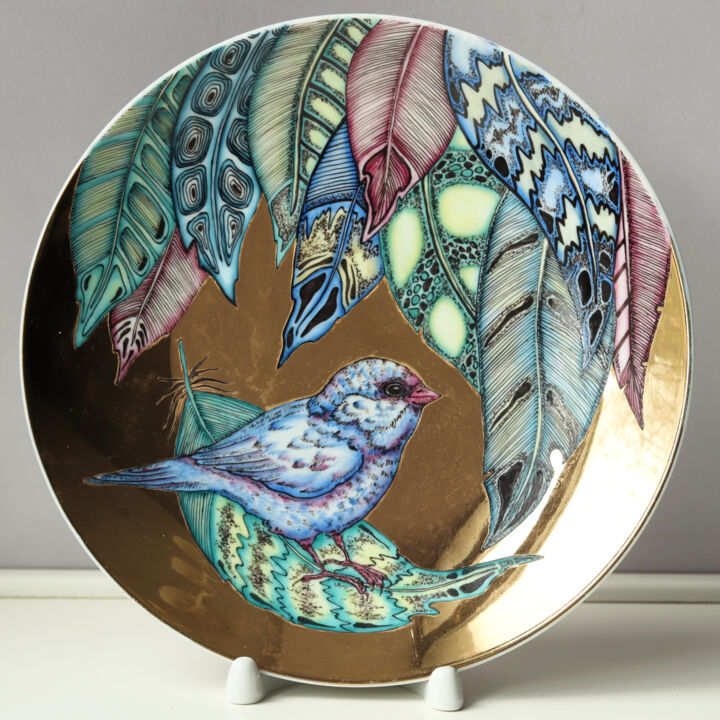 Sparrow (blue) 雕塑, 7.8x7.8 in