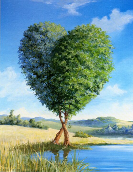 Arbre en cœur, sur rivière EPTE carrefour VEXIN 绘画
