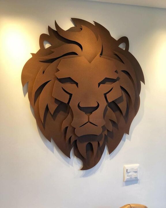 Sculpture titled "Lion" by Igocleiton Aguiar Barboza, Original Artwork, Metals