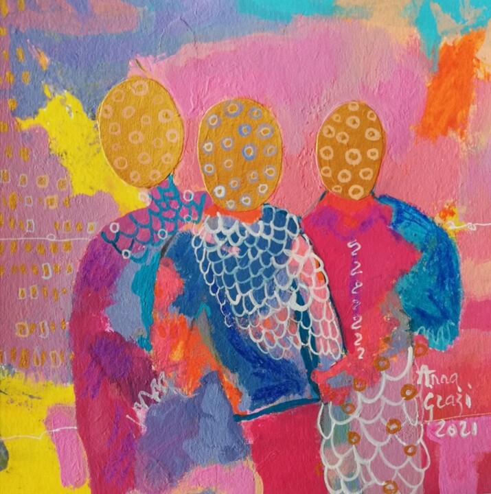 Les chantres improvisant 绘画, 4.7x4.7 in