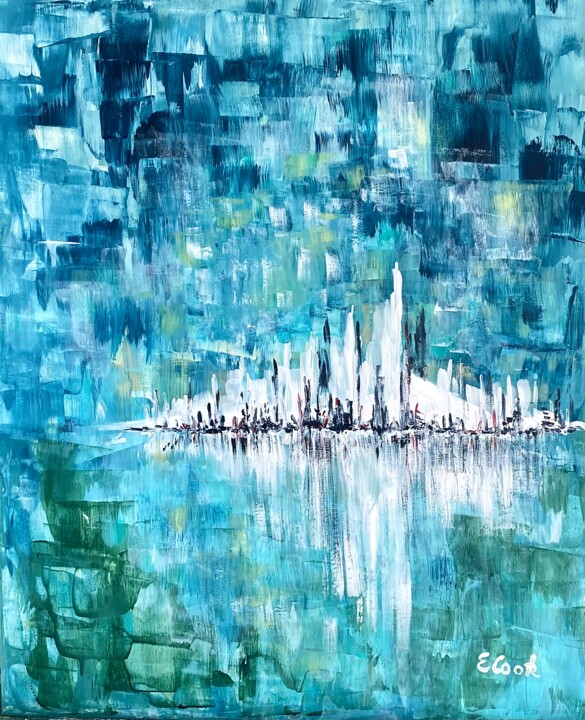 Peinture intitulée "Ivory Skyline" par Elisa Cook Benbassat Bassat, Œuvre d'art originale, Acrylique