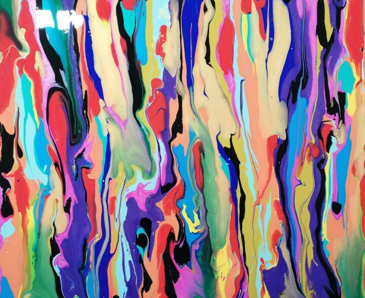Peinture intitulée "Reflets dans une ea…" par Lea Monnier Art, Œuvre d'art originale, Acrylique