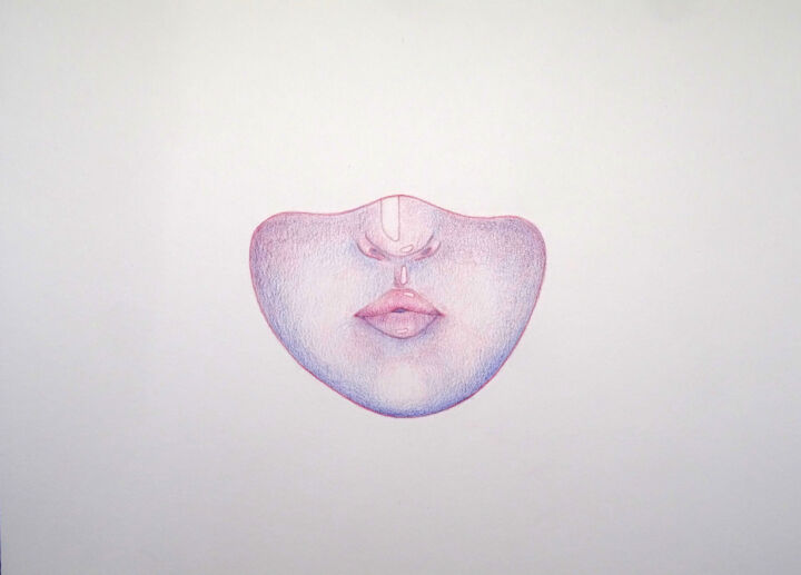 Drawing titled "Blush" by Nef, Original Artwork, Pencil
