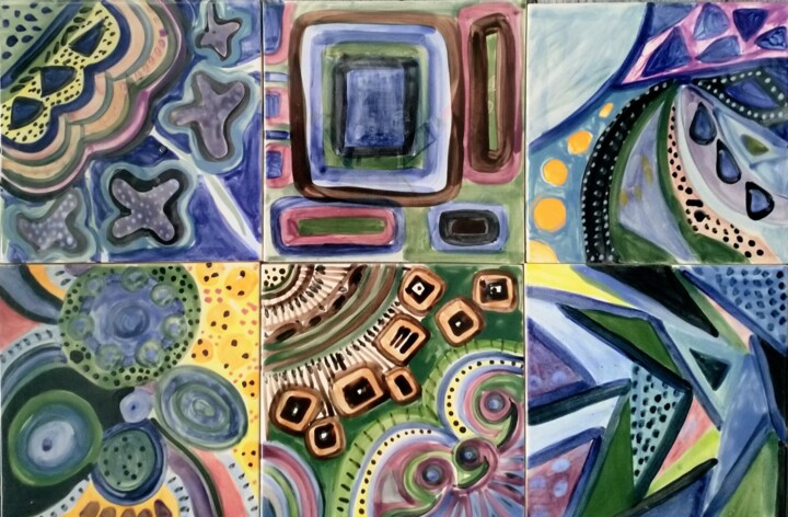Ensemble de 6 carreaux 15 x 15 cm 雕塑, 11.8x17.7 in