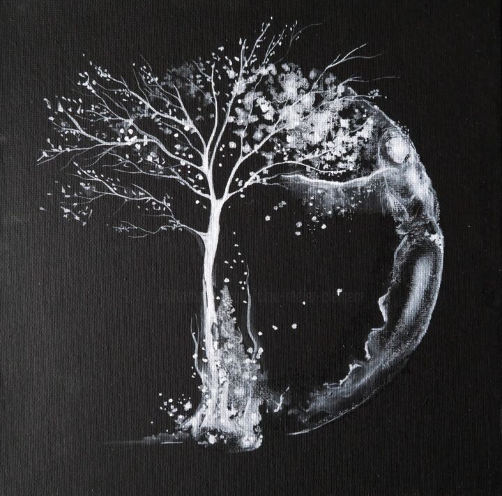It's time to dance ! Paysage expressionniste avec silhouette 绘画, 7.9x7.9 in