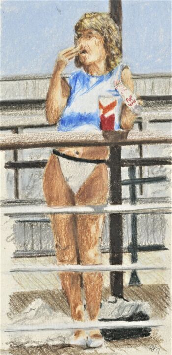 Painting titled "Jones Beach 21" by Jim Fischer, Original Artwork, Conté