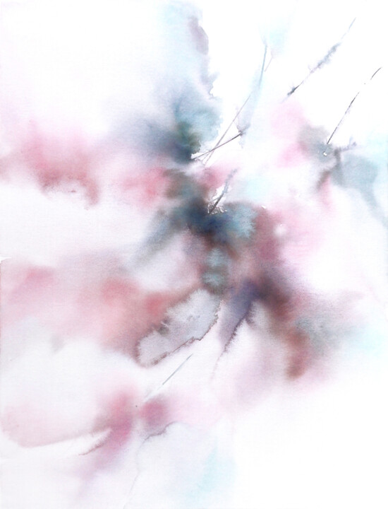 Malerei mit dem Titel "Floral diptych in p…" von Olya Grigorevykh, Original-Kunstwerk, Aquarell