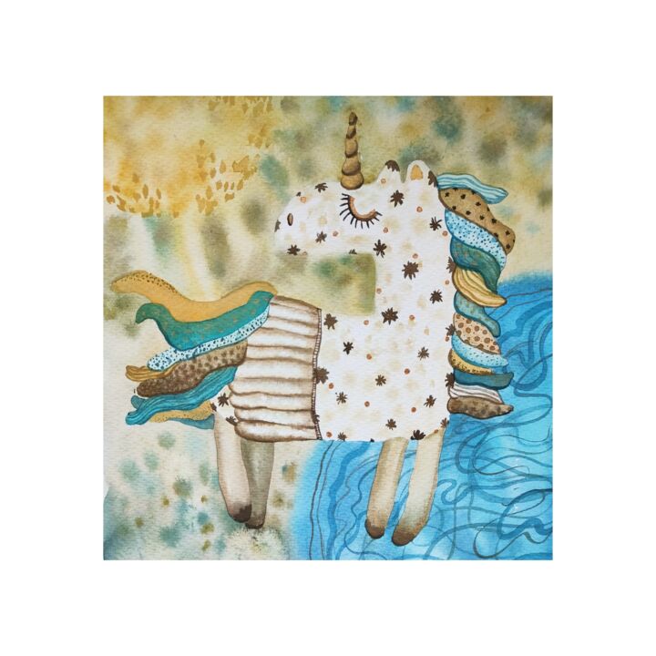 제목이 "Magic Unicorn and t…"인 미술작품 Valentina Pushkareva로, 원작, 수채화