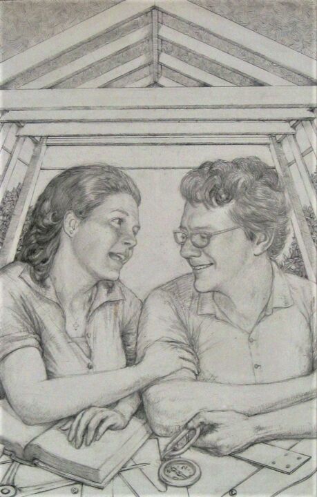 Wedding Portrait of a Young Couple 图画, 17x11 in