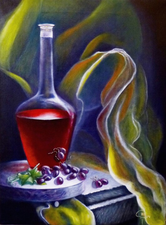 Peinture intitulée "The Veil And Red Wi…" par Iryna Fedarava, Œuvre d'art originale, Huile Monté sur Châssis en bois