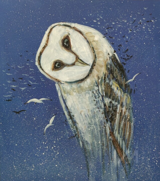 White owl 绘画, 26.8x24 in