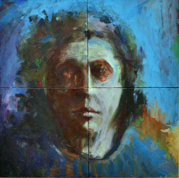 A blue face 绘画, 19.7x19.7 in