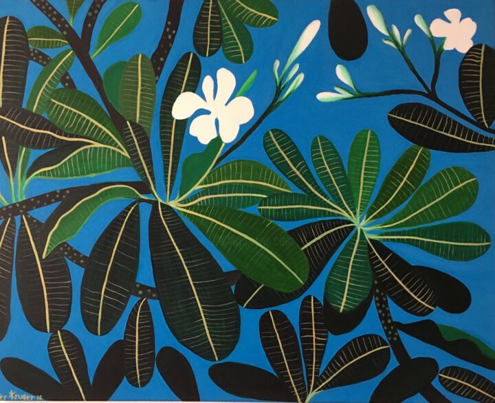 Malarstwo zatytułowany „Frangipani # 2” autorstwa Peter Kruger, Oryginalna praca, Akryl