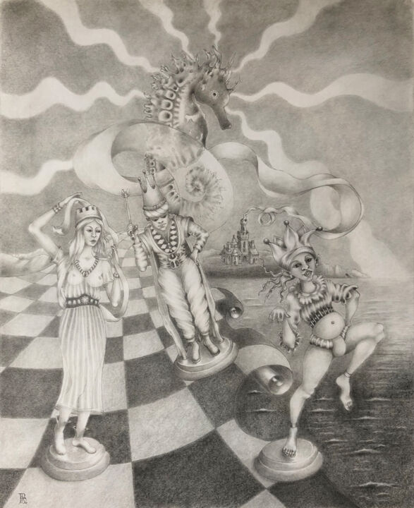 Fou d'échec 图画, 19.3x15.8 in