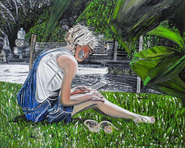 Painting titled "Square René Viviani…" by Jerome Labrunerie (GEO), Original Artwork, Oil Mounted on Wood Stretcher frame