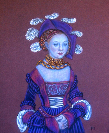 Dessin intitulée "Cranach 2" par Marlies Van Leeuwen, Œuvre d'art originale, Conté