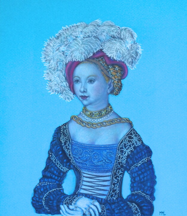 Dessin intitulée "Cranach 6" par Marlies Van Leeuwen, Œuvre d'art originale, Conté