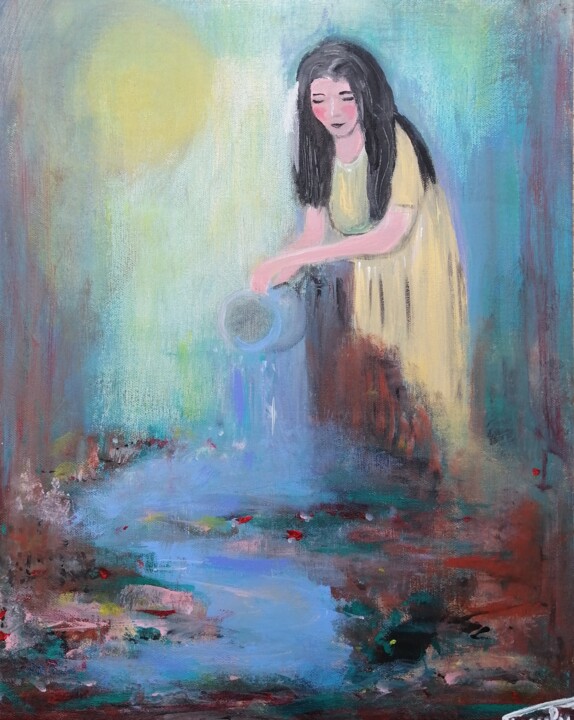 La chamane Aquarius 绘画, 19.7x15.8 in