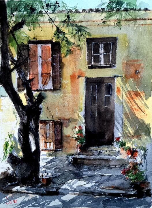 Painting titled "Rincón" by Jacques Villares, Original Artwork, Watercolor