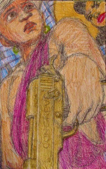 Tiger Lady and the Monk Detective 图画, 8x5.5 in