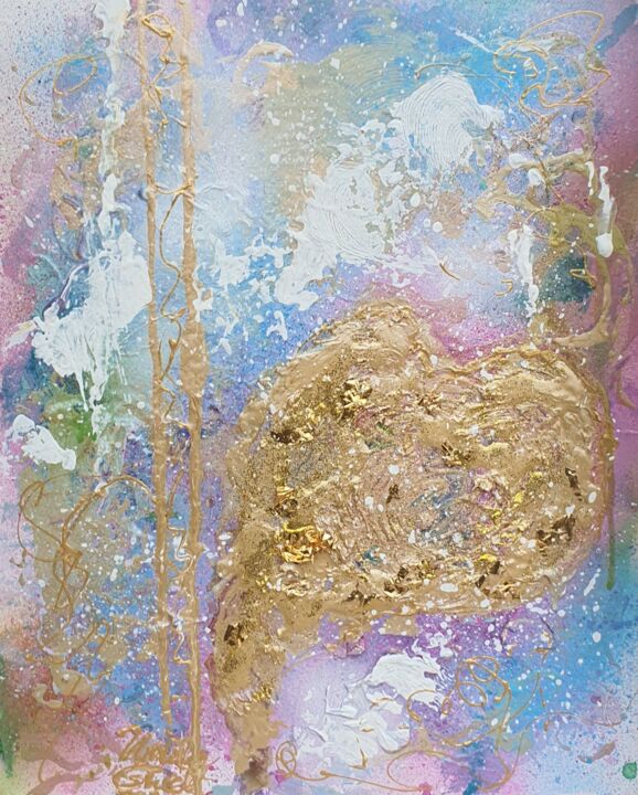Golden heart to White Christmas 绘画, 19.7x15.8 in