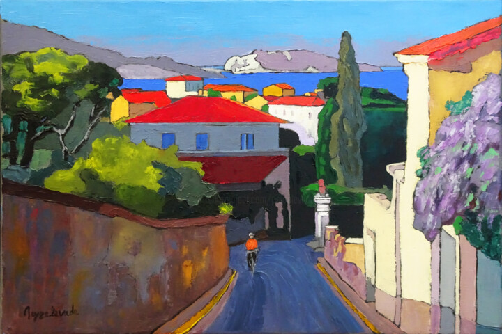 Peinture intitulée "Glycine dans le Rou…" par Jacques Peyrelevade, Œuvre d'art originale, Huile Monté sur Châssis en bois