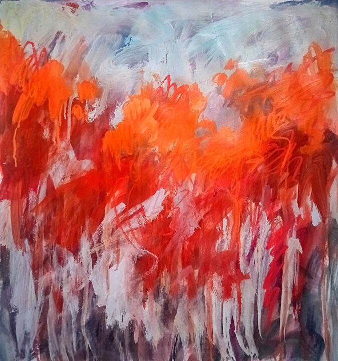 Malerei mit dem Titel "Abstract Early wint…" von Valerie Lazareva, Original-Kunstwerk, Acryl