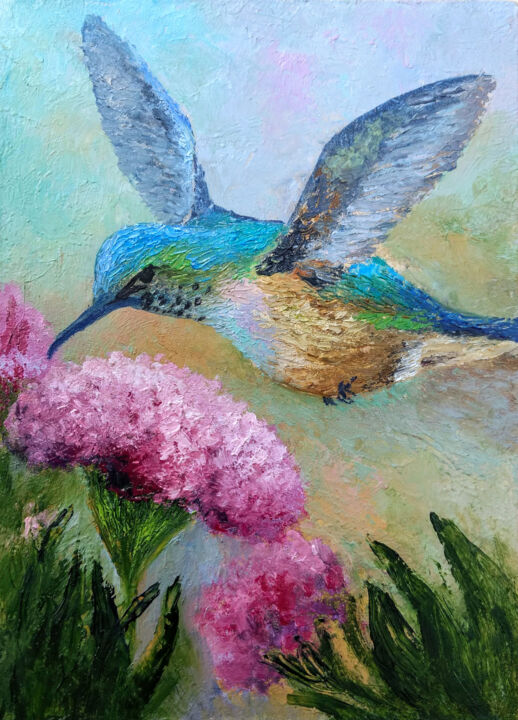 Hummingbird 绘画, 7.1x5.1 in