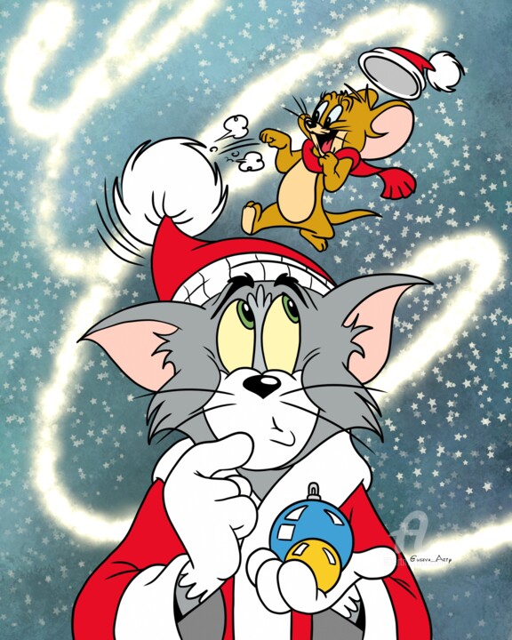 Tom and Jerry celebrate Christmas 数字艺术