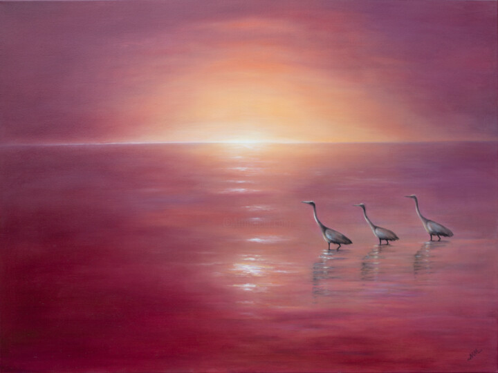 Japanese Cranes 绘画, 29.9x40.2 in